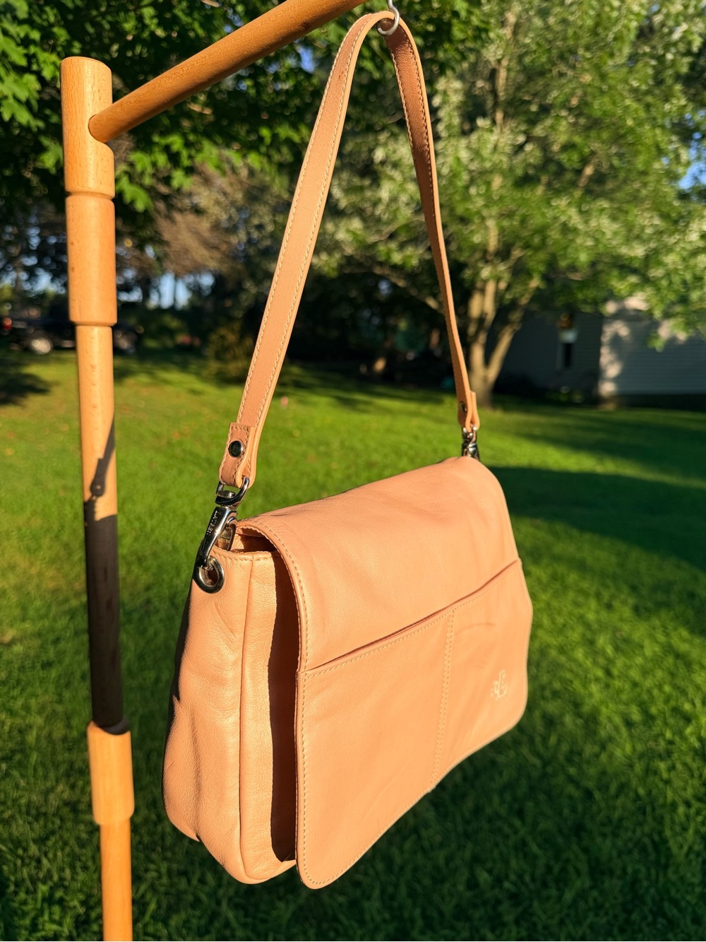 Ralph Lauren Rose Gold Leather Flap Shoulder Bag - Picture 2 of 7